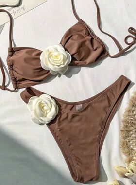 Bikini Beach Resort Swimsuit for women纯色比基尼沙滩度假泳衣