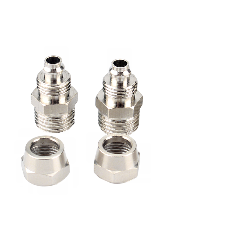 气动快拧接头锁母快插铜电镀接头PC08-02 镀镍接头pc10-02 12-04