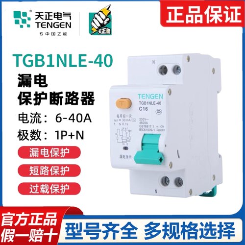 天正漏电保护器家用220V漏保触电保护器 TGB1NLE-40 DZ267LE DPN