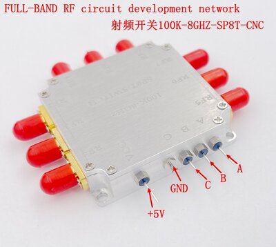 SP8T射频电子开关LF-8GHz/3G宽带宽 高隔离 低插损 带外壳 铁氟龙