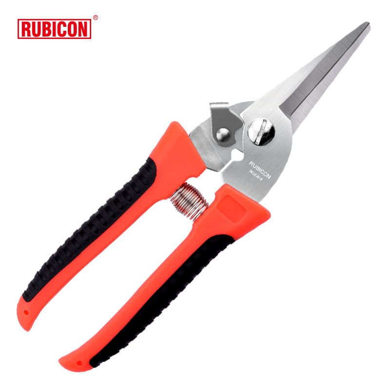 罗宾汉RUBICON 电工不锈钢多用途剪刀8寸双色防滑手柄剪刀RCZ-818