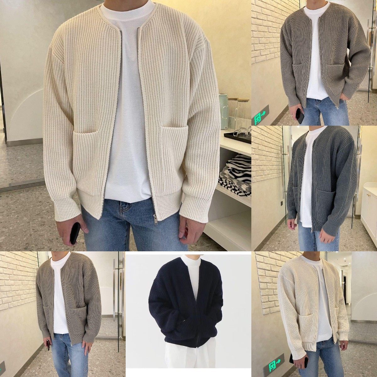 Men's knitted sweater 立领修身休闲青年长袖毛衣男式开衫毛衫