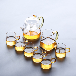 家用玻璃功夫茶具耐高温加厚红茶煮茶器办公室整套透明茶杯壶套装