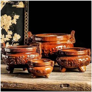 香炉家用供奉供佛祭祀拜祖先室内外陶瓷大号老式烧香插上香碗墓地