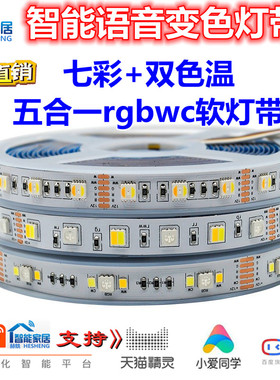 智能灯带 调光调色RGBWC低压灯带语音控制手机控制七彩灯带五合一