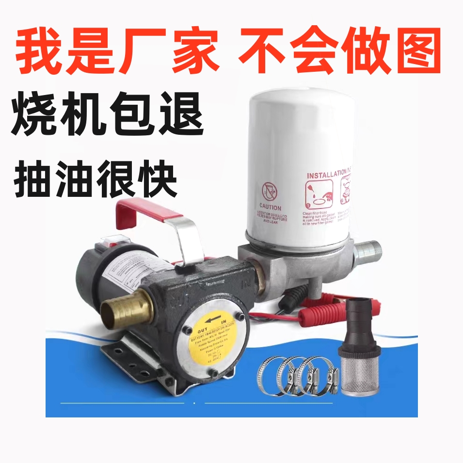德国进口电动抽油泵滤芯柴油泵12V24V通用220V加油机抽油机自吸泵