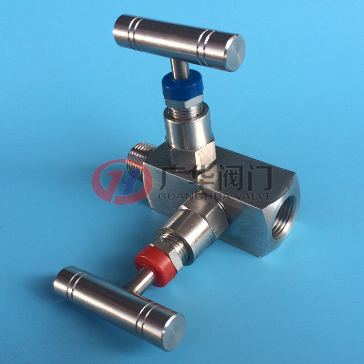 不锈钢双阀组截止阀带1/4NPT排污螺丝堵头内外螺纹连接变送器EF-4