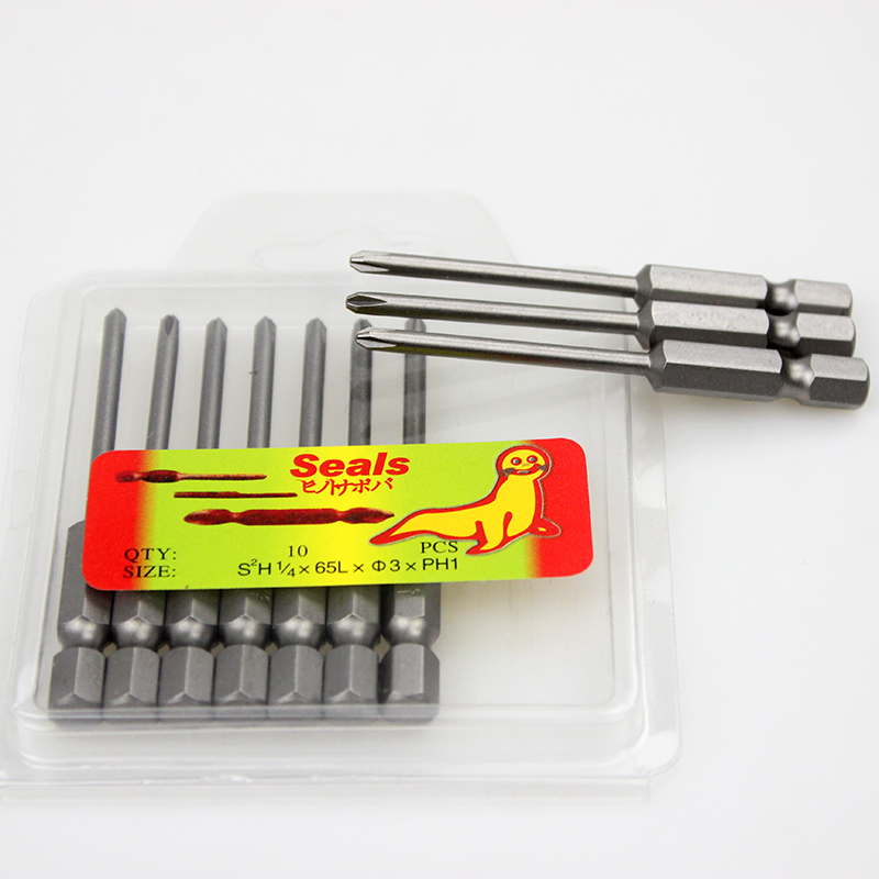海狮seals十字批头S2电动批咀电批65Lx3PH1螺丝刀起子头6.35mm