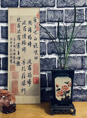 蓝色手工彩绘陶瓷花盆多肉盆栽阳台绿植兰花悬崖老桩盆景花盆包邮