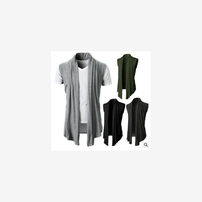 Men's tops casual jacket 纯色百搭男式休闲无袖针织衫纯色外套