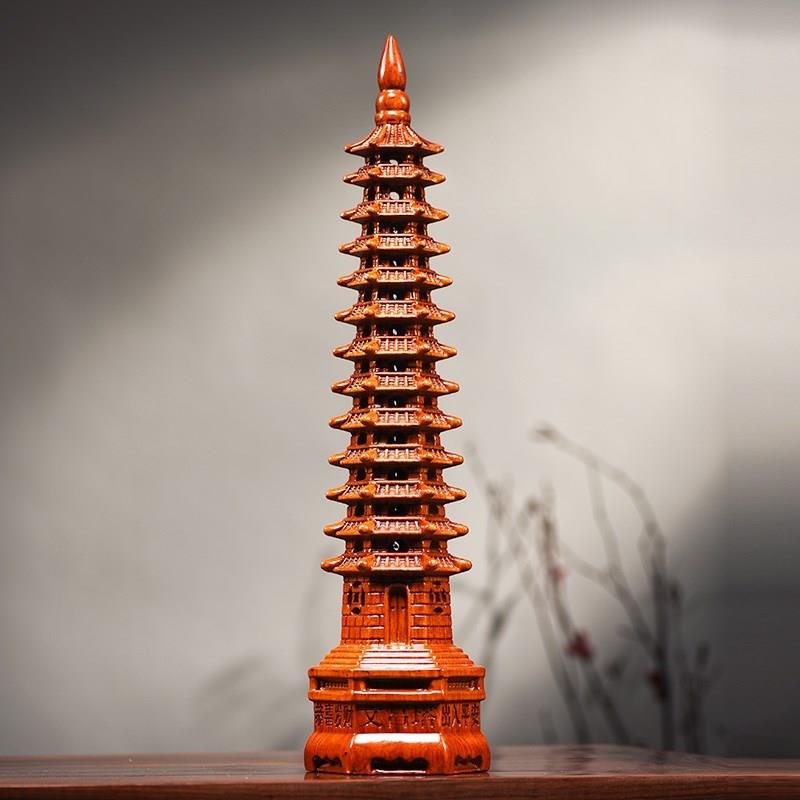 花梨实木雕刻层文昌塔摆