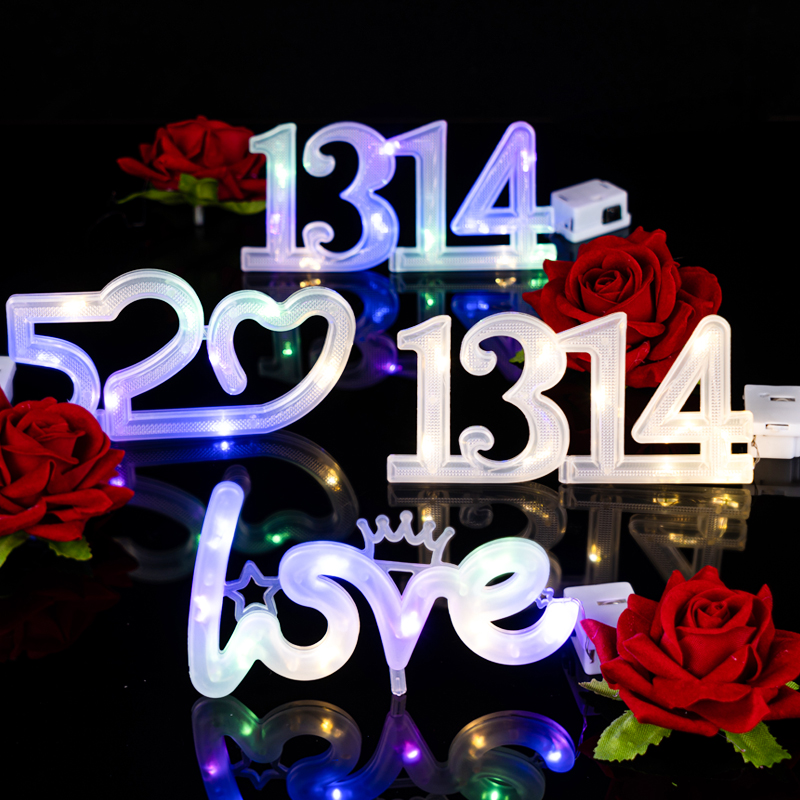 520情人节情侣告白蛋糕装饰发光love1314彩灯串灯带闪灯蛋糕摆件