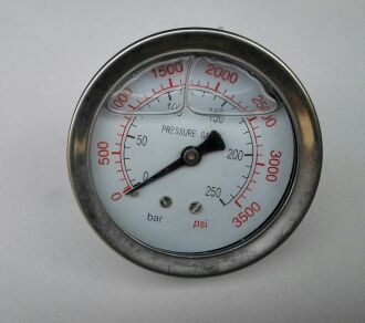 轴向耐震压力表 直径50mm 压力0-250bar 3500psi yn-50z ZG1/4