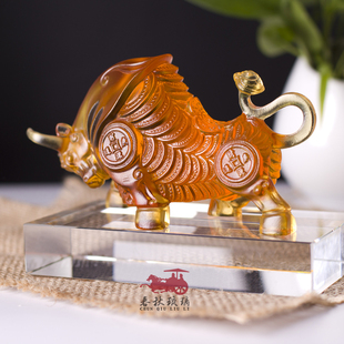 工艺品牛 琉璃礼品开业乔迁祝寿摆件生如礼物升职牛气冲天新中式