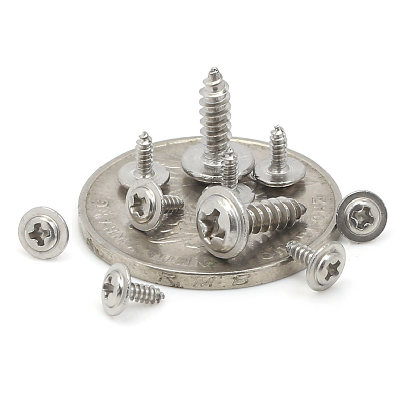 白锌圆头十字带垫自攻螺