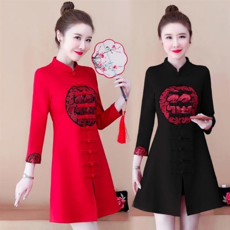 阔太贵夫人高端唐装中长