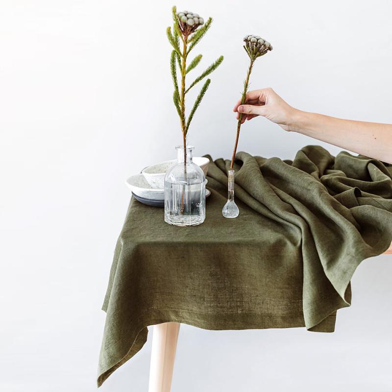 亚麻桌布艺纯色棉长方形