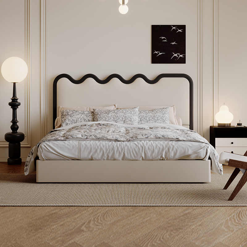 集物所制 涟漪现代简约风1.8米主卧双人婚床储物箱体床皮艺软包床
