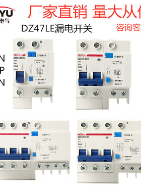 环宇HUYU DZ47LE-63/1P+N 2P 3P 4P 1N 6 16 20 25 32 40 50 63A