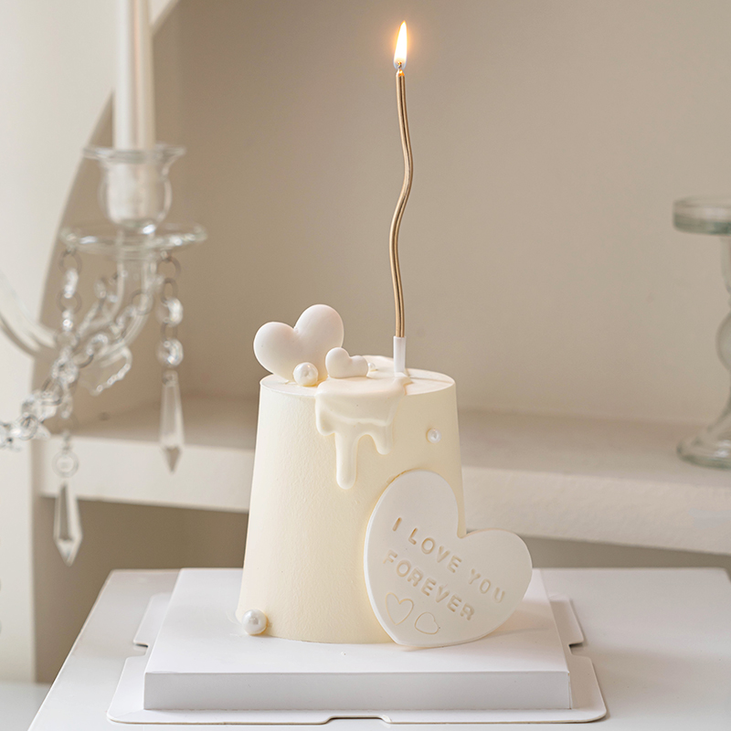 七夕情人节蛋糕装饰唯美纯白简约曲线蜡烛插件我爱你告白diy模具