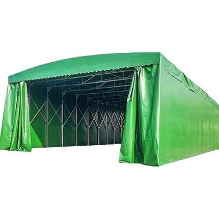 移动推拉雨棚活动大型仓库帐篷收缩折叠停车棚户外伸缩电动遮厂家