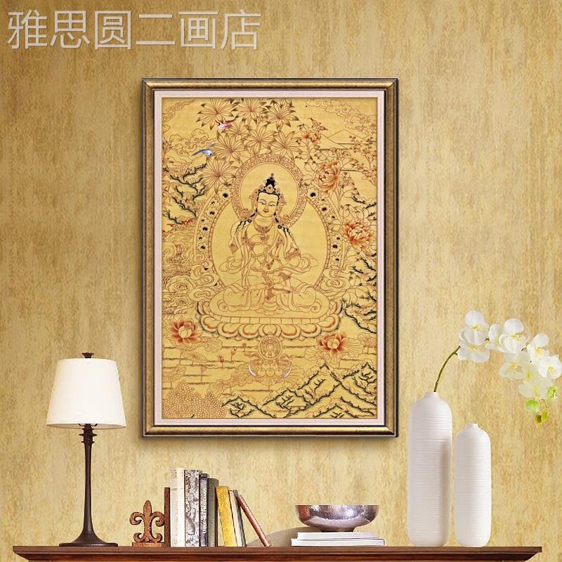 网红唐卡玄描金挂画手观世音菩萨准千提金刚萨埵佛像藏式装饰画关