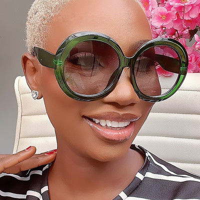 欧美ins跨境新款眼镜时尚圆形大框太阳镜女户外潮墨镜sunglasses