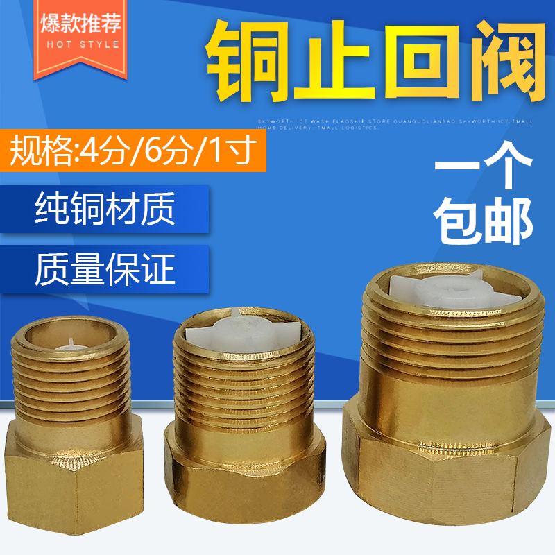 止回阀4分 6分 一寸全铜止回阀止回阀水表单流阀自吸 水泵止回阀