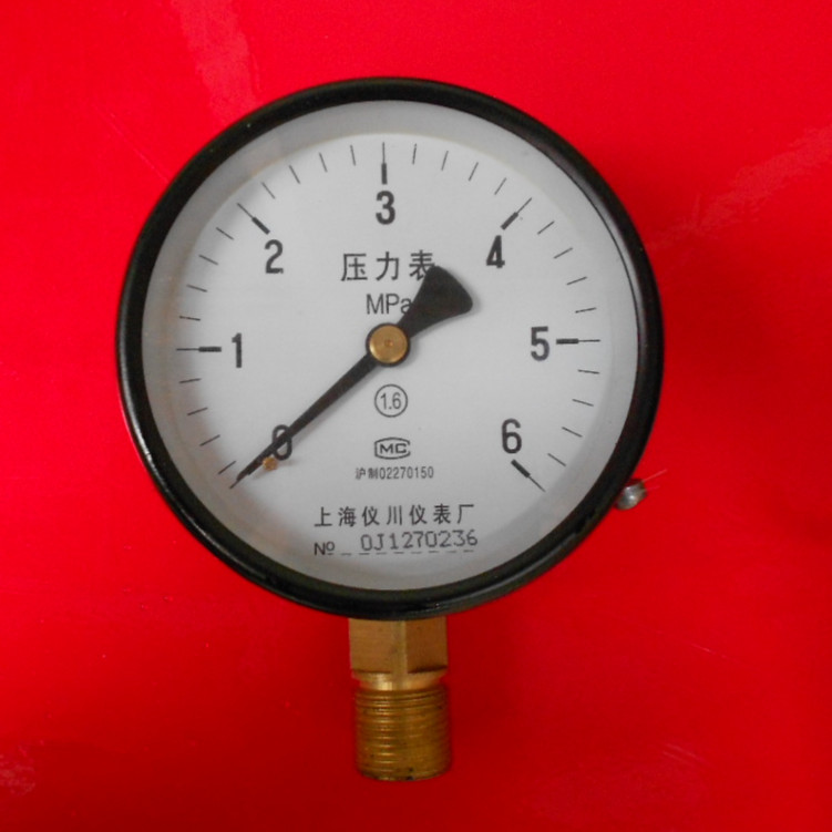 上海仪表压力表 Y-100 0-6MPA 螺纹M20*1.5 表径100mm 精度1.6级*