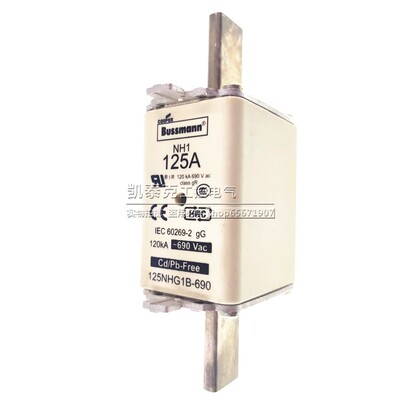 BUSSMANN熔断器 125NHG1B-690 NH1 125A 690V 陶瓷保险丝 120KA