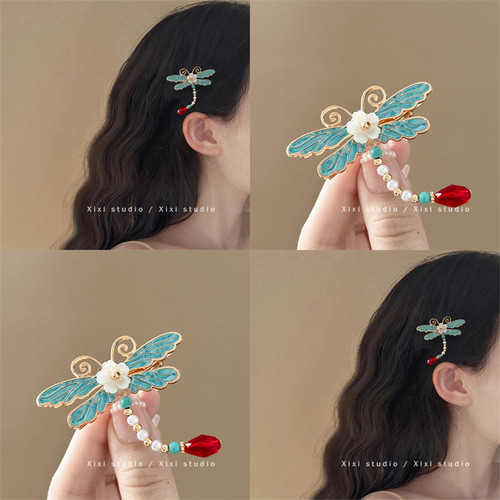 墨色芊华精美蜻蜓发夹古