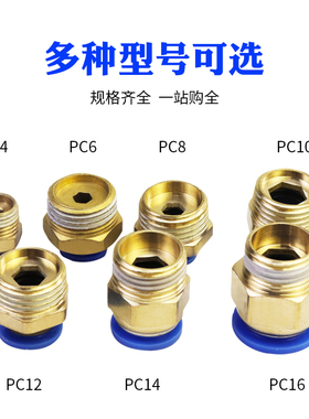 慧特立HPC外螺纹直通 气管快插铜PC4/6/8/10/12-02/03/04快速接头