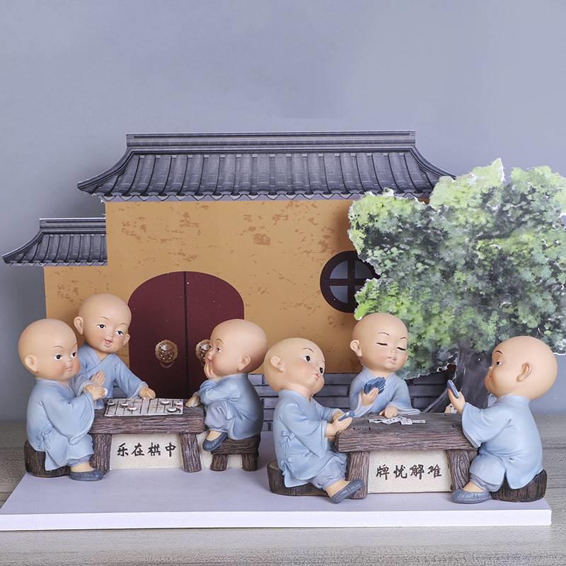 禅意四不小和尚摆件客厅