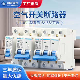 63A 空气开关DZ47家用空开1P小型断路器220V短路保护器2P总闸 C45