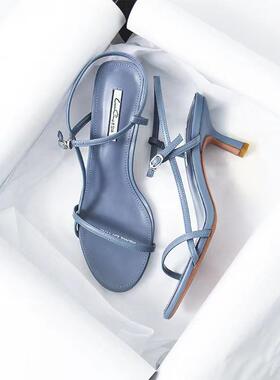 Blue black sandals for women ladies High Heels summer shoes