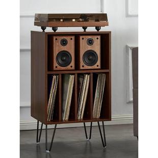 复古黑胶唱片机柜唱片收纳柜组合音响留声机机架实木大容量落地柜