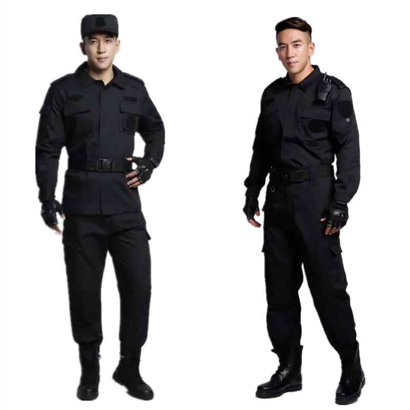 保安作训服套装黑色斜纹