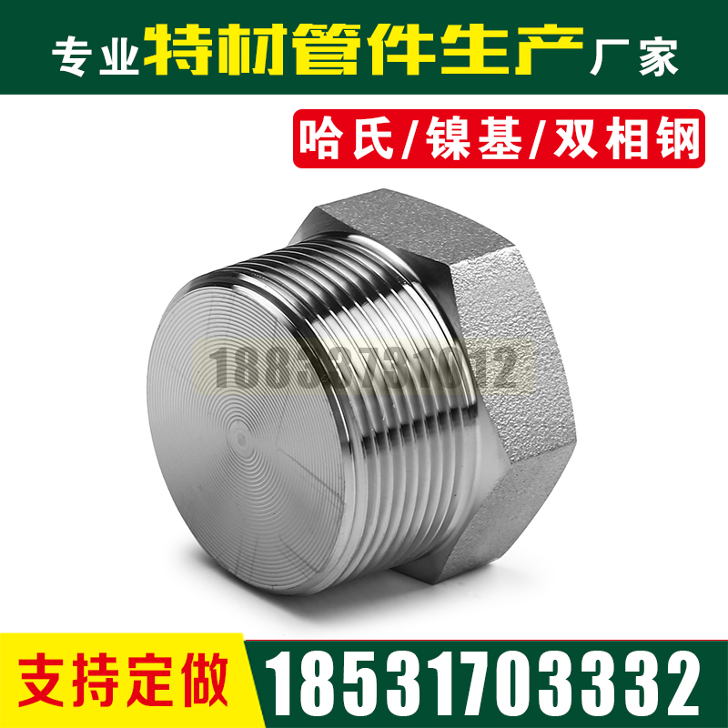 TA2钛310S耐高温2205不锈钢F51堵头2507双相钢六角F53螺纹管堵
