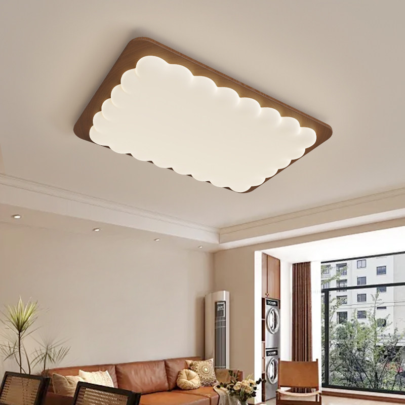 红品爱家饼干客厅吸顶灯中古奶油风主灯新中式侘寂原木风大厅灯具