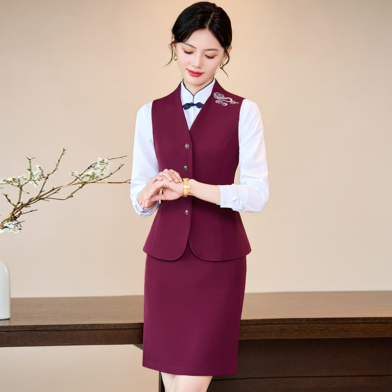 新中式职业装马甲套装女