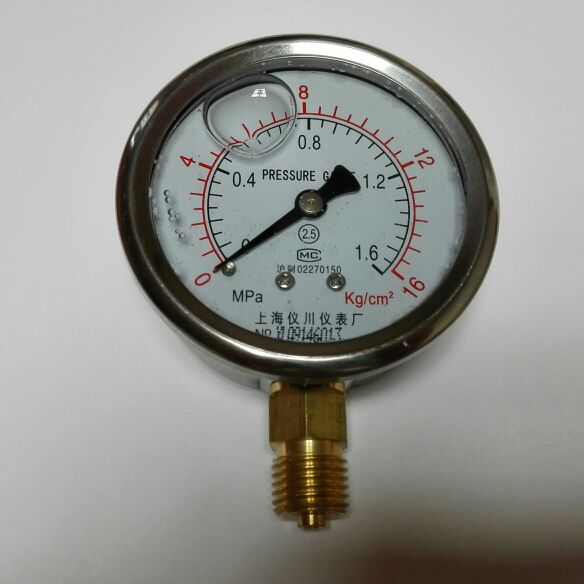 prerure gauge yn-60 压力1.6mpa 16kg/cm2 上海仪川 耐震压力表