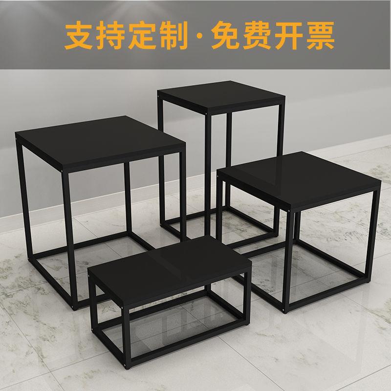 铁艺服装架服装店货架落地中岛简约茶几高低流水台橱窗模特展示架