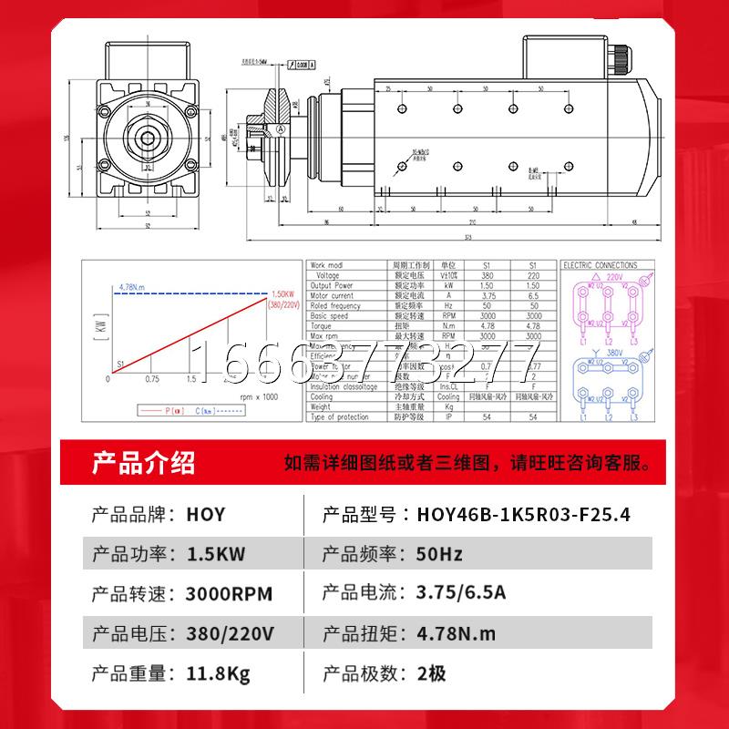 防水夹锯片高速主轴电机