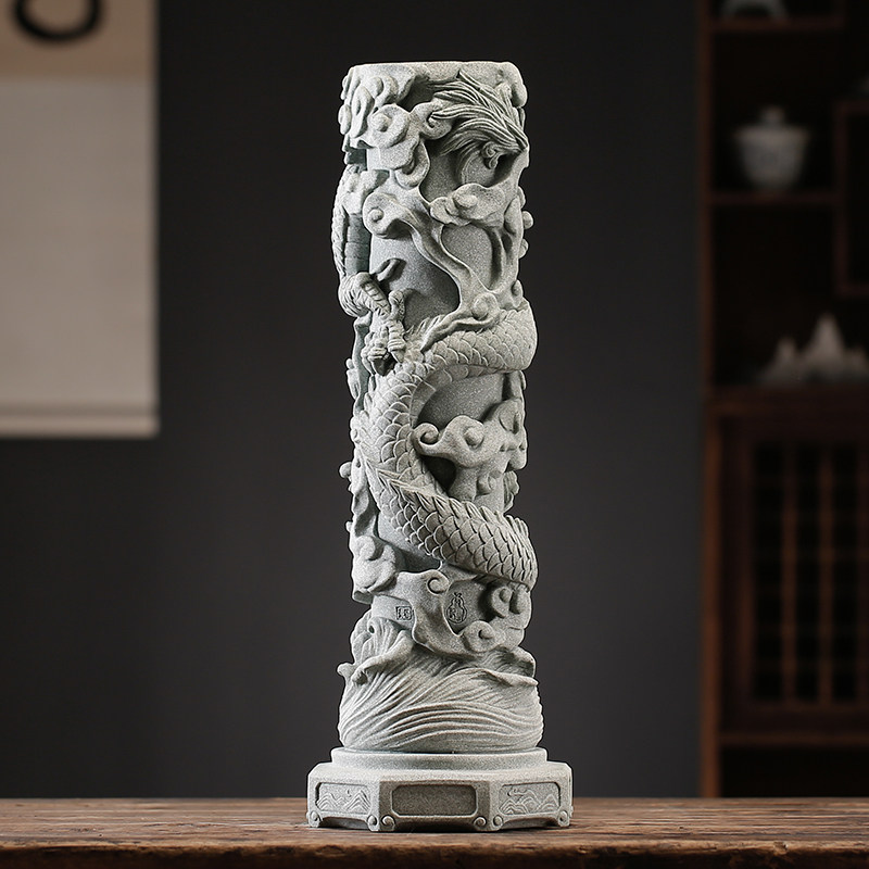 大号青砂石摆件盘龙柱创意客厅办公室桌面鱼缸景观装饰国潮风摆设,工业油品/胶粘/化学/实验室用品,烧杯/烧瓶,淘宝优惠券,粉丝福利购,淘宝优惠卷