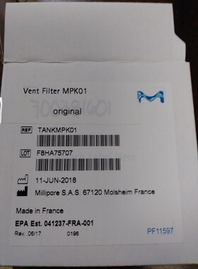 议价Millipore密理博水箱空气过滤器TANKMPK01排放过滤器