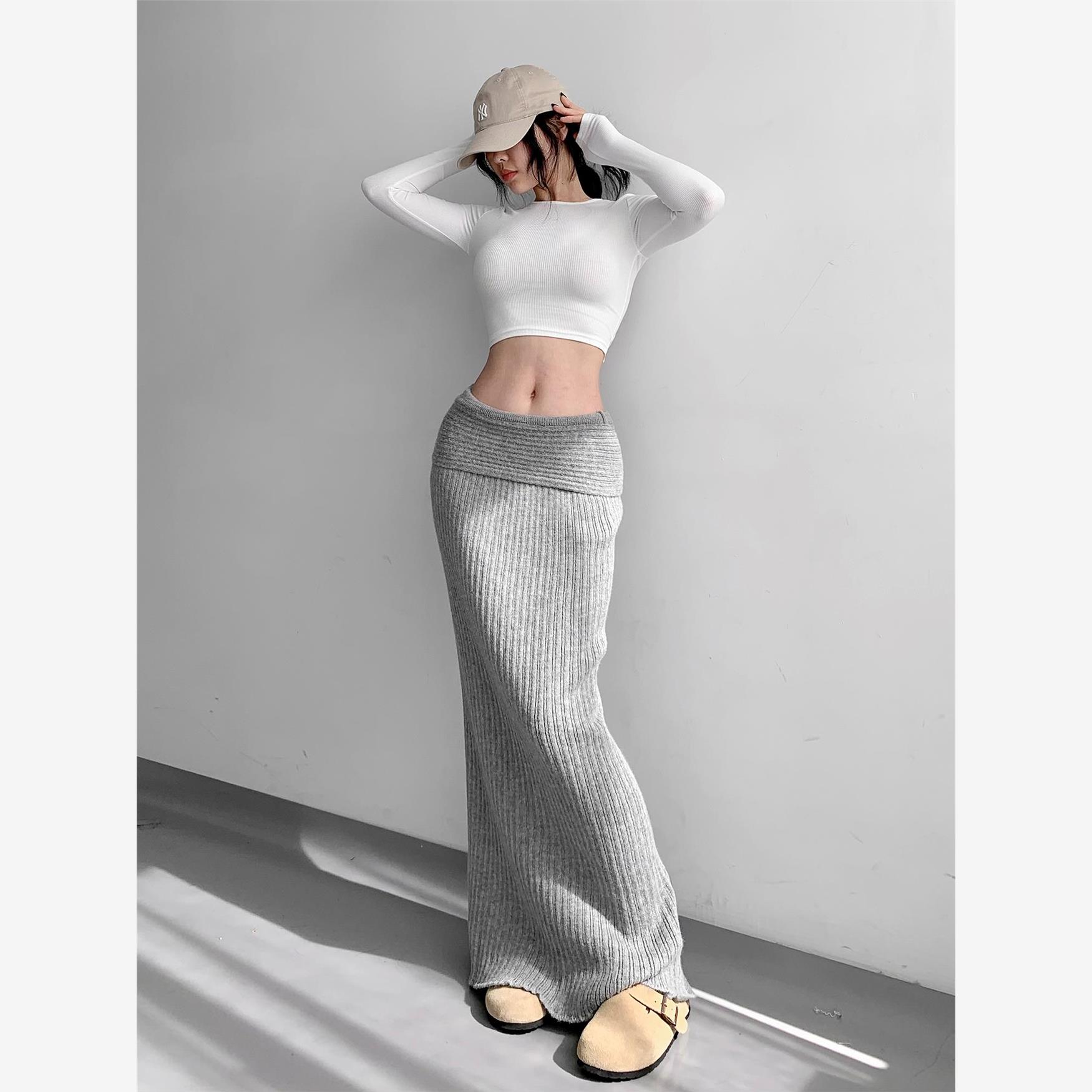 针织半身裙女春秋毛线a字