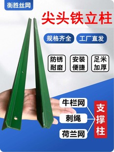 铁丝网围栏立柱加厚实心铁柱子三角尖头立柱围栏网立柱杆铸铁立柱