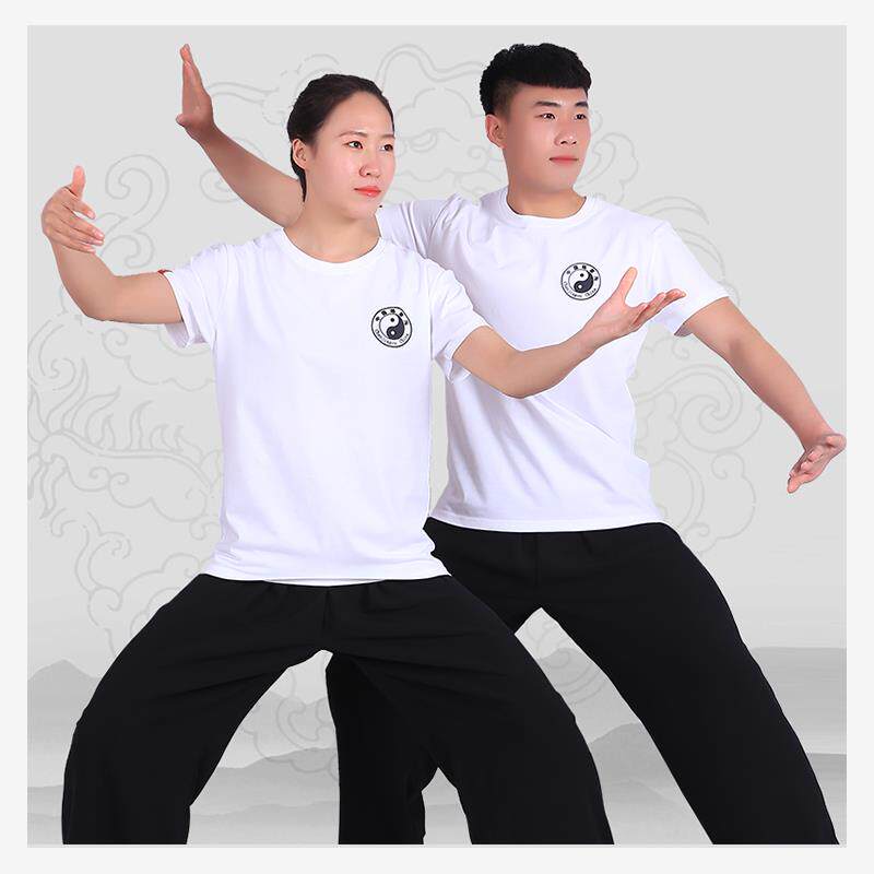 陈家沟夏季短袖T恤太极拳服女男纯棉武术服 瑜伽灯笼裤文化衫定制