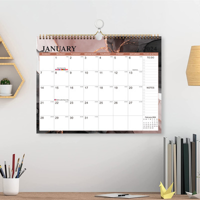 English spiral wall desk calendar2024 办公室week planner