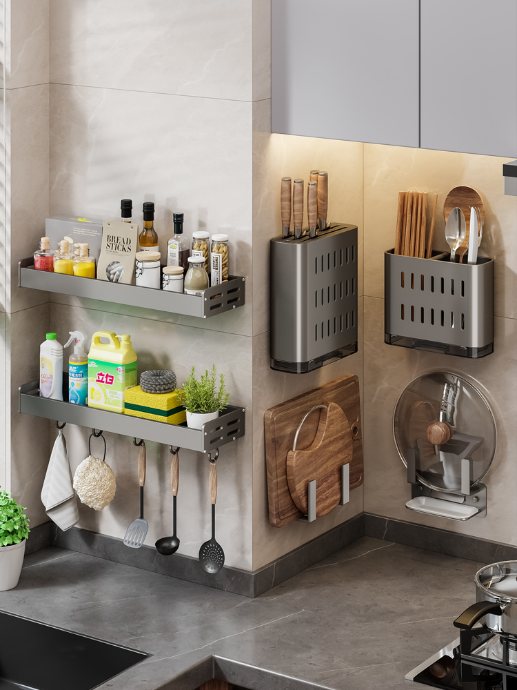 厨房枪灰刀架置物架台面多功能筷子筒刀架一体收纳盒家用菜刀架子